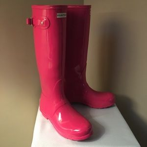Hunter Pink Tall Rain boots size 8
